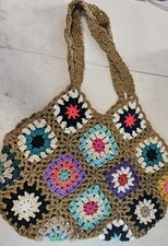 Crochet Tote Bag for Women Handwoven Aesthetic Tote Bag Woven Floral Hobo Bag...