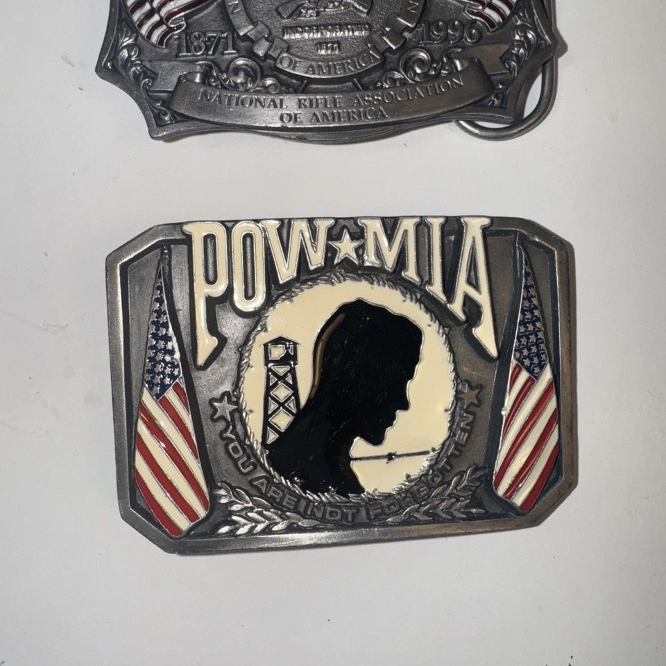 Lote de 3 Hebillas de Cinturón - Tema Ejército NRA, POW MIA, Guerra Civil Foto 2 de 4