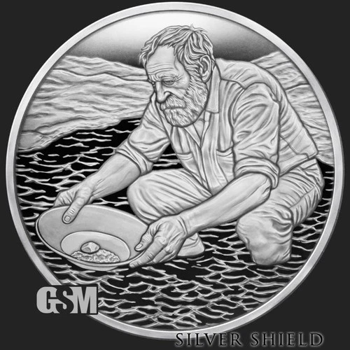 2025 - THE PROSPECTOR  - 1 oz .999 Fine Silver Shield PROOF MINIMINTAGE IN STOCK