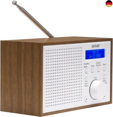 Denver DAB-46 DAB+ und UKW-Radio, Uhr und Wecker, 2 W Audio-Ausgang,