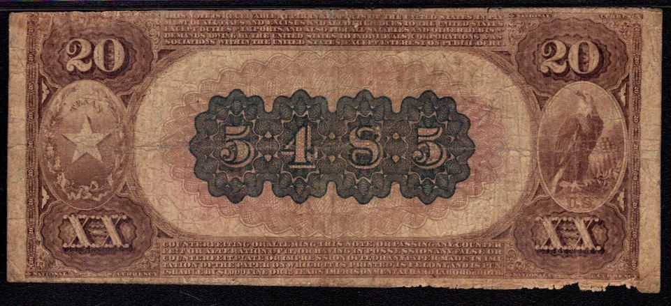 1882 BB $20 FIRST NATIONAL BANK NOTE CURRENCY PORT ARTHUR TEXAS PMG FINE 12 - Image 4 of 4