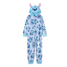 Girl's Lilo and Stitch Blue Character Print Hooded Fleece Pajama Sleeper