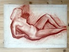 Dessin original, grand nu à la sanguine, 1950. Léon Bosramiez