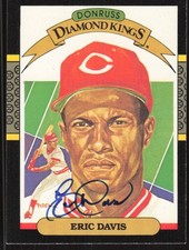 1987 Leaf Diamond King Eric Davis Auto Cincinnati Reds #22 COA Card Signed