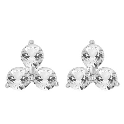 Ohrringe 1/2 kt runder Schliff natürlicher weißer Diamant 14 kt Weißgold plattiert drei Steine