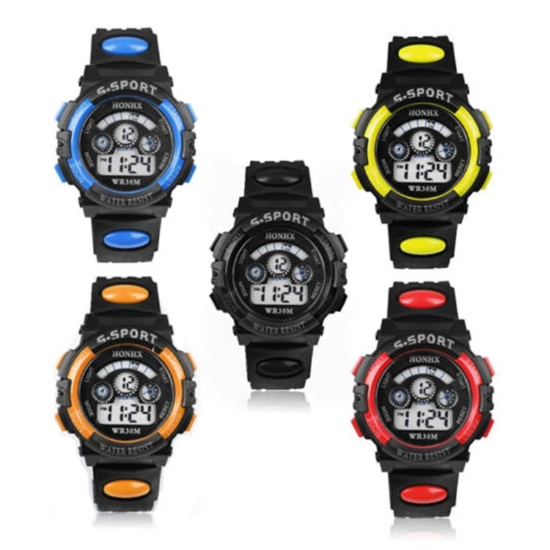Digital Sports Watch Life Waterproof Alarm Stopwatch LED Display Silicone Band