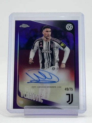 DUSAN VLAHOVIC 2025-26 TOPPS CHROME UEFA PURPLE AUTO /75 #CA-DV Q5332