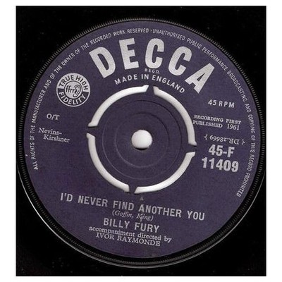 Billy Fury - I'd Never Find Another You / Sleepless Nights