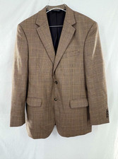 JOS A BANK 42R Travelers Blazer Sport Coat Men's Houndstooth Brown Tan Wool