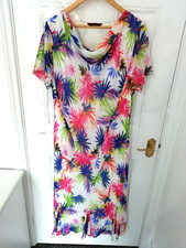 Hudson & Onslow 22 Dress Cowl Neckline Multi Pink Blue Green White Floral Maxi