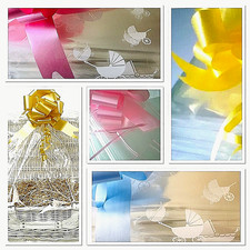 💜 Large-Xx Cellophane Hamper Bag & Bow Only Basket Wrap Birthday Christmas Baby
