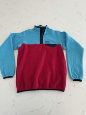 Patagonia Synchilla Blue Red Fleece Boys Size XXL 16/18 Snap T Pullover Sweater