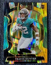 2025 Select Travis Hunter Rookie Card #28 BLACK & YELLOW SHOCK Prizm RC Jaguars