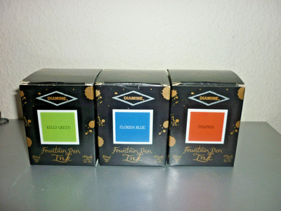 3x Diamine Tinten Ink Kelly Green, Pumpkin, Florida Blue im Set je 80 ml gebrauc