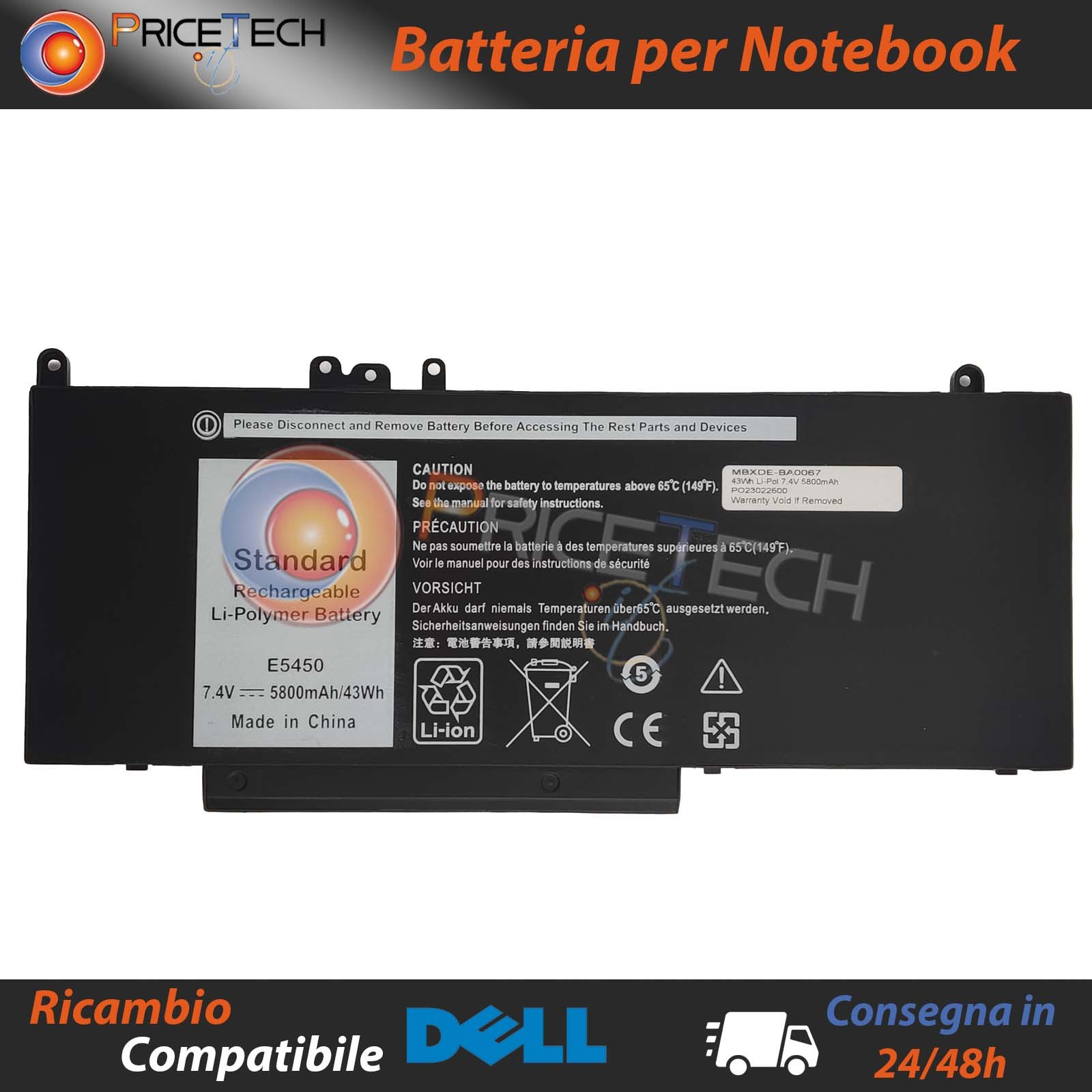 Batteria Dell Latitude E5450 E5550 G5M10 7.4V | Ricambio Alta Qualità