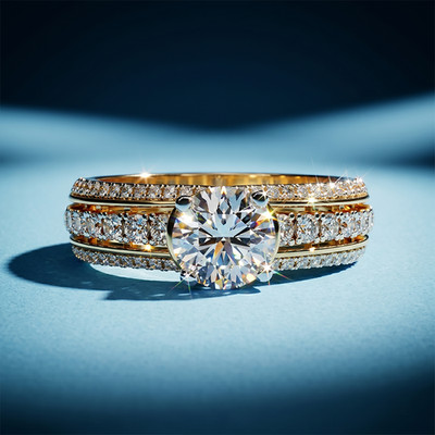 Ehering 1,60 ct IGI Lab Created Rundschliff Diamant 14k Gelbgold E F VVS