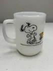 Vintage Fire King Snoopy Milk Glass Mug - At Times Life Is Pure Joy!
