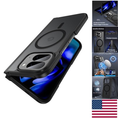 Black Magnetic Phone Case for Google Pixel 10 Pro Fold - Wireless Charging Ready