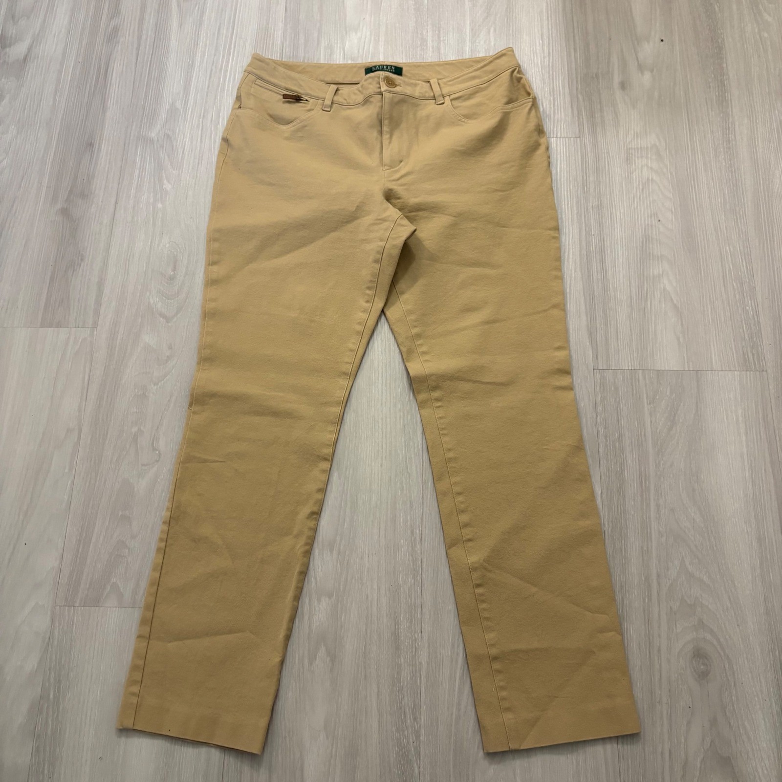 Lauren Ralph Lauren Womens Pants Tan Khaki Straight Leg Stretch Size 12