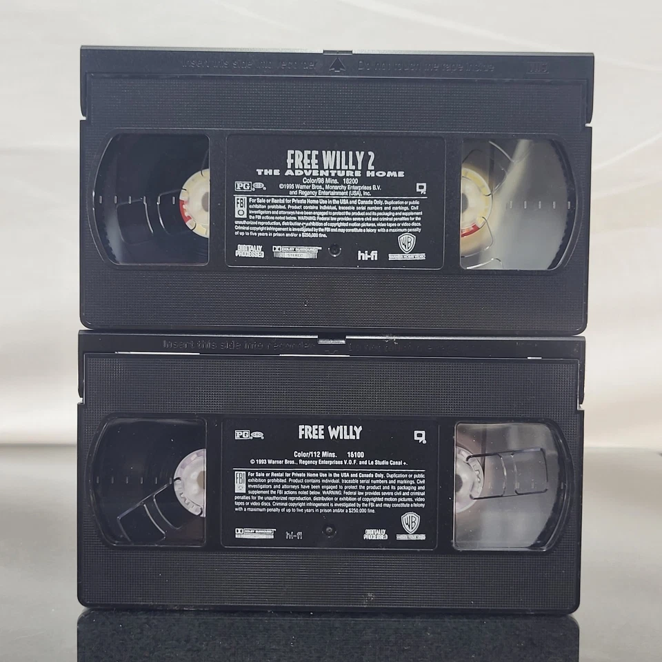 1993 FREE WILLY & 1995 FREE WILLY 2 The Adventure Home VHS Movie Bundle 2 Movies - Imagem 4 de 4