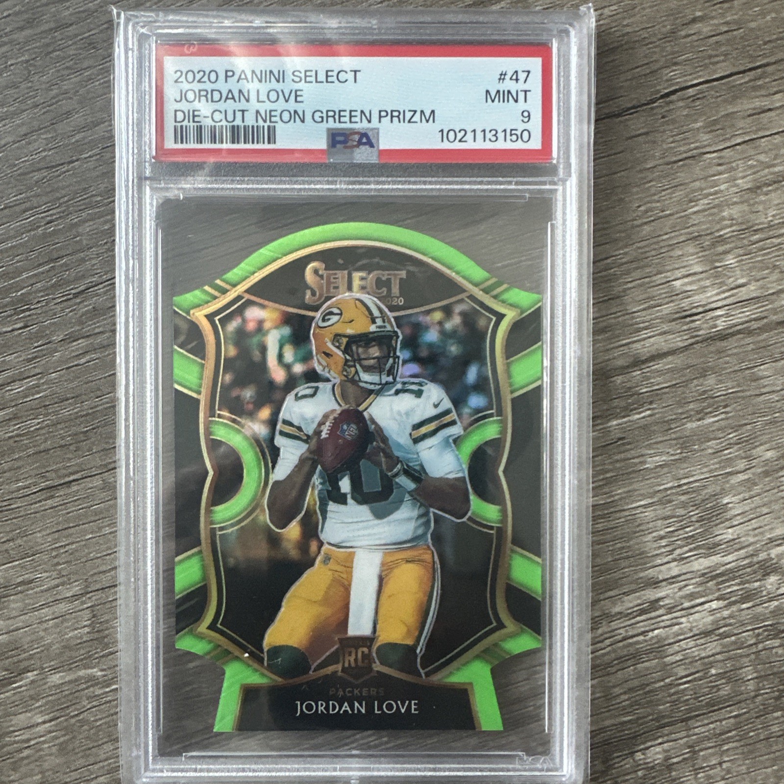 Jordan Love 2020 Panini Select Die Cut Neon Green Prizm #47