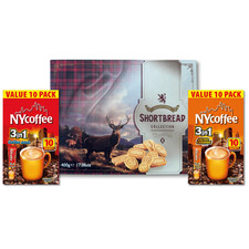 Luxury Scottish Shortbread 400g & NY Coffee 3in1 Sachets Value Pack Gift Set