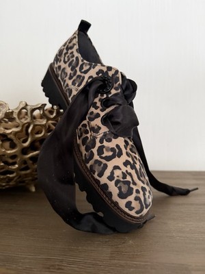 NEU Gabor Leder Halbschuhe Loafer Leoparden Design Größe 39 SatinSchnürsenkel