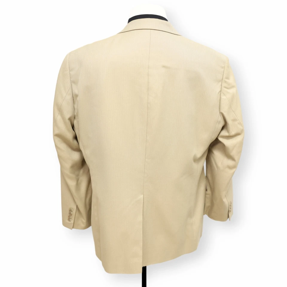STAFFORD mens solid beige micro herringbone sport coat suit jacket blazer 44 R - Image 4 of 4