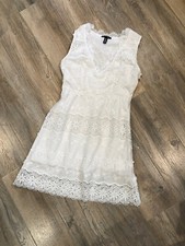 AQUA White Lace Floral Dress Small