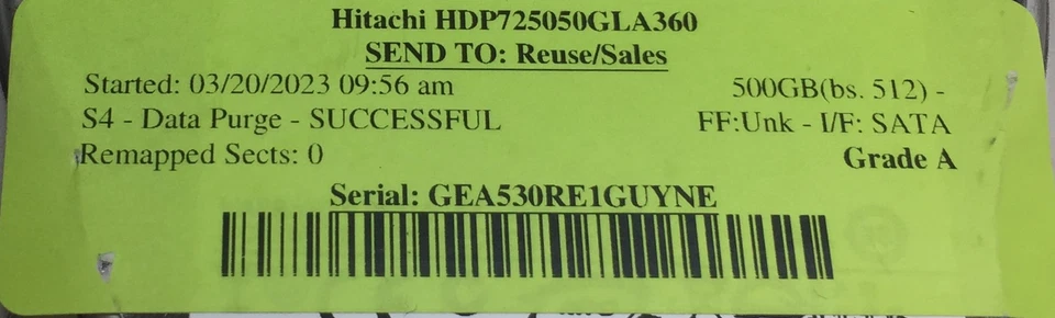 Hitachi HDP7250GLA360 500BG 3.5" SATA 3 Desktop Hard Disk Drive HDD Tested - Image 2 of 4