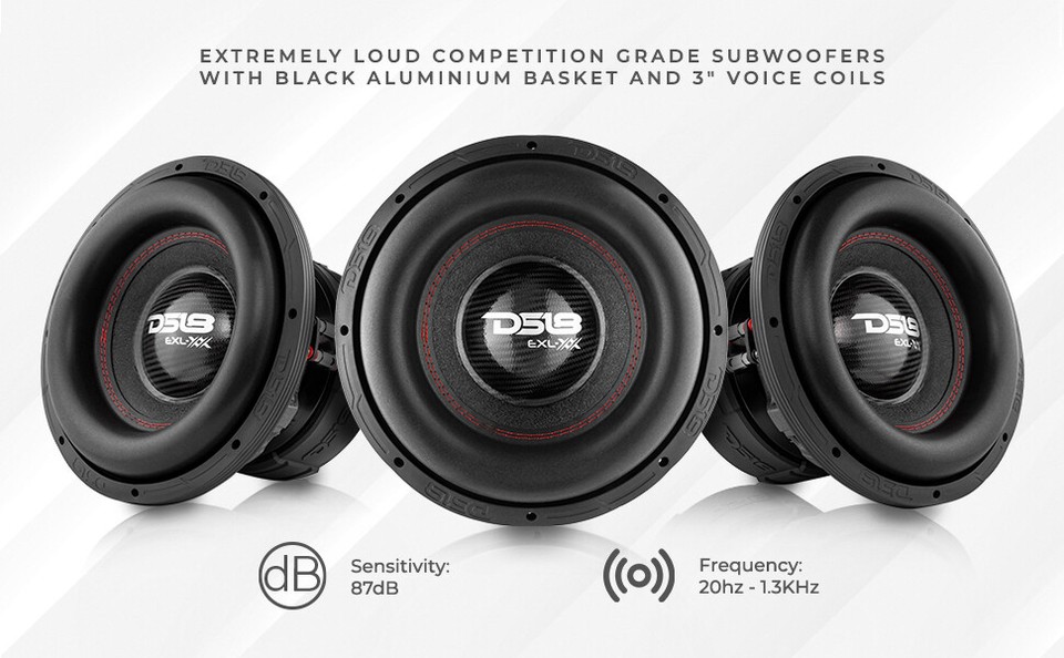 DS18 EXL-XX12.4DHE 12” High Excursion Car Subwoofer 4000 Watts DVC 4+4 ...
