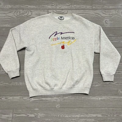 Sudadera De Colección Apple Americas Mac Computer Logo Gris XL Etiqueta Lee Hecha en EE. UU. - Imagen 1 de 4