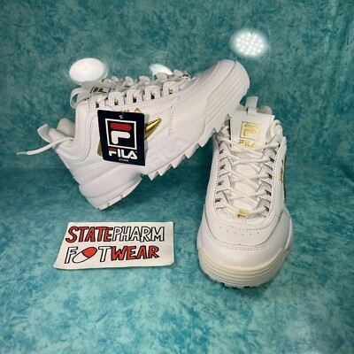 Fila Disruptor Gold White Women's Leather Retro Low Top Shoes