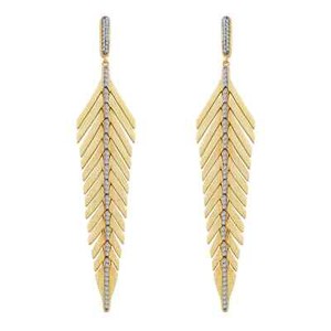 Authentic BRAND NEW Lafonn Gold Plated 1.30CTW Elegant Feather Drop Earrings E0459CLT00