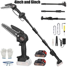 Cordless Pole Saw 4"6" Mini Chainsaw 2in1 Tree Trimming with Battery ang Charger