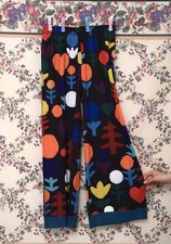 Issey Miyake Pleats Please Inspired Black Colorful Long Pants Florals Hearts