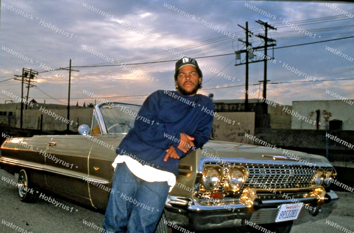 ICE CUBE Rapper Singer Gold Chevy Impala Original 35mm Publicity