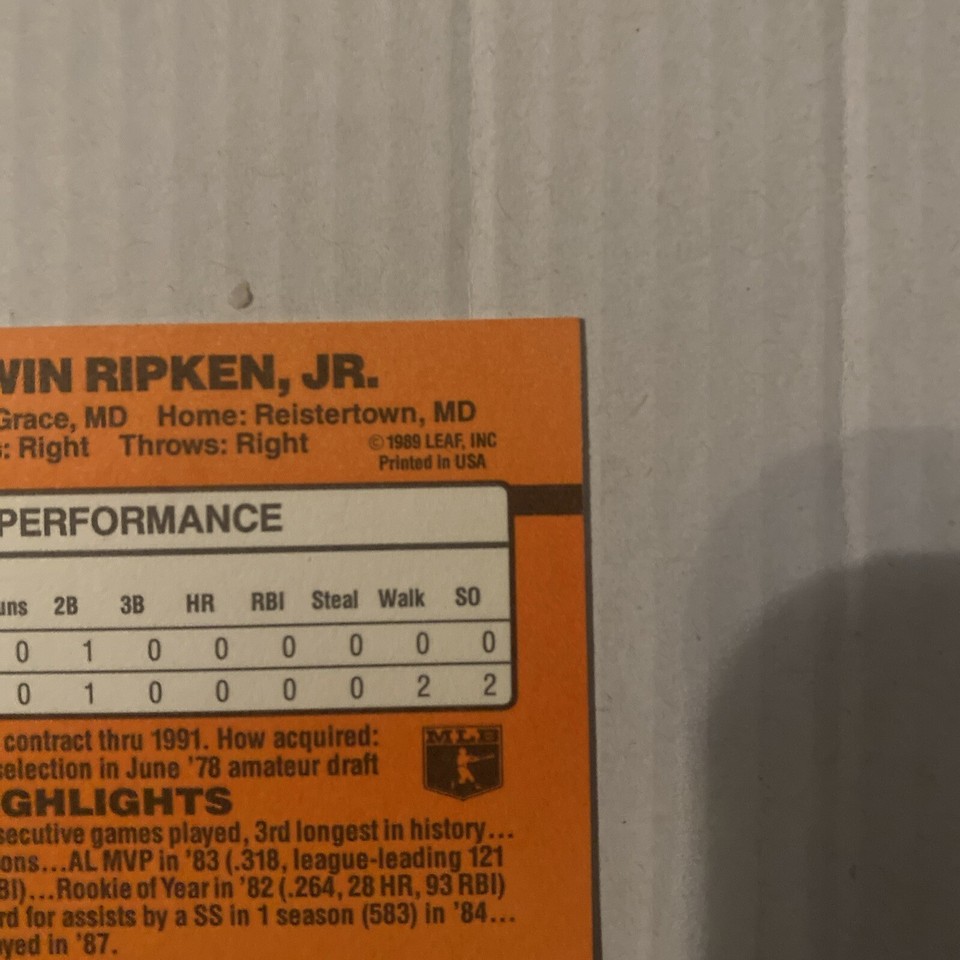 Donruss 90 Cal Ripken All-Star American League #676 1989 error card no ...