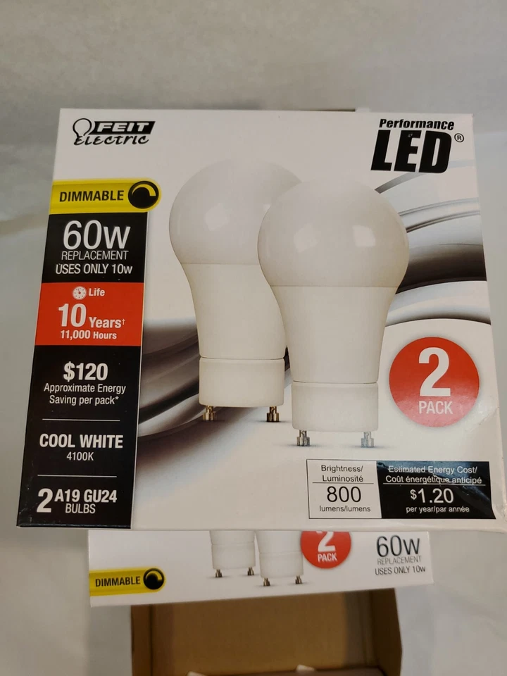 (4 sets of 2-Pk) Feit LED Plug-In Bulb A19 GU24 Base 60W Dimmable 800 Lumens - Image 4 of 4