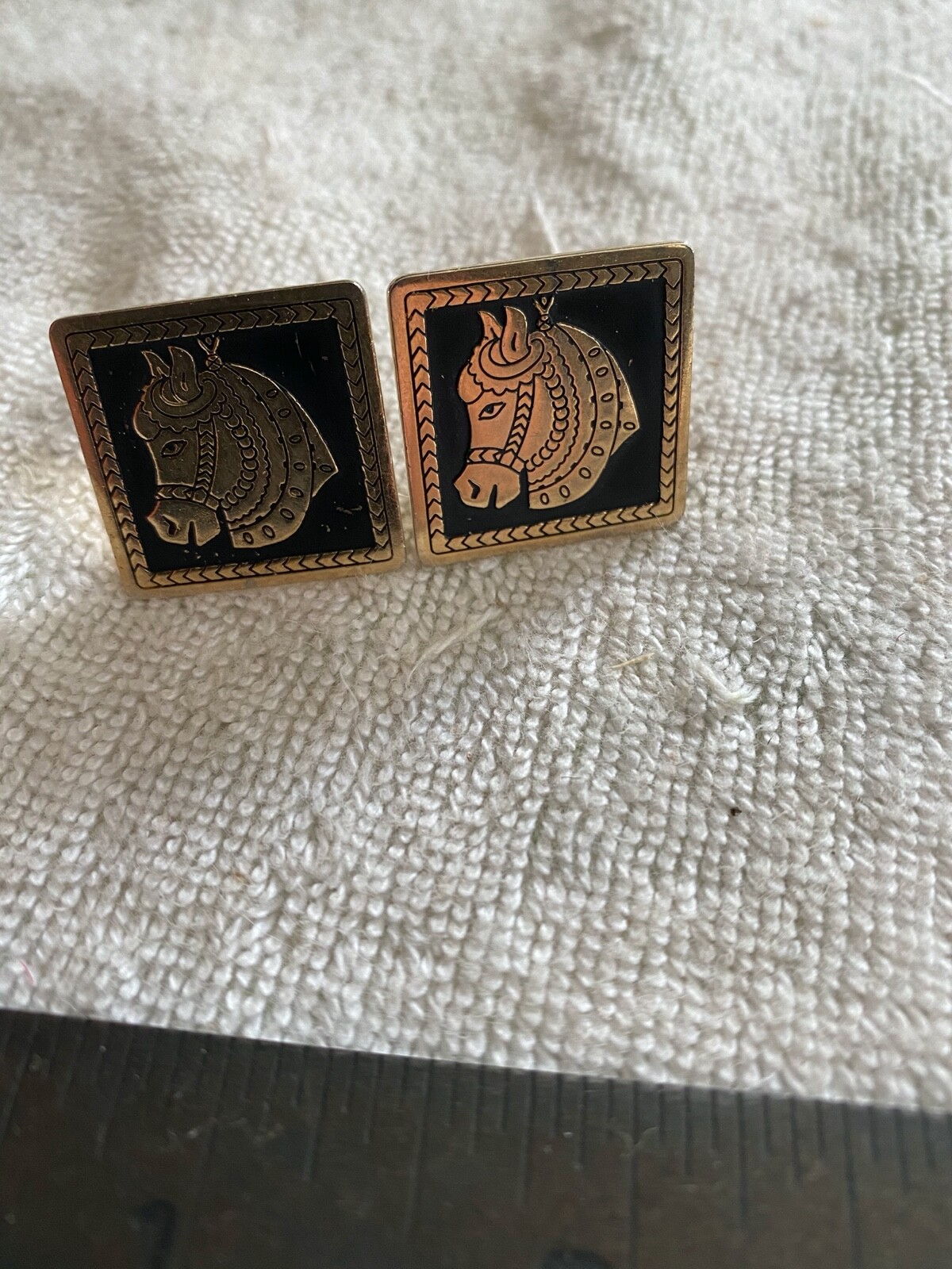 Vintage Swank Cufflinks Horse Head Gem