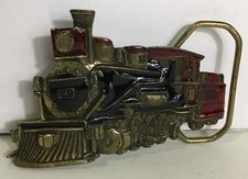 Vintage 1980 Railroad Train Belt Buckle - Enameled - made in USA 1001342