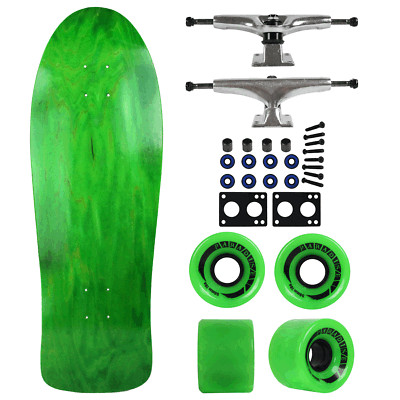 Moose Old School Skateboard 30'' Stain Green, 7'' Raw Trucks & 59mm Green Wheels