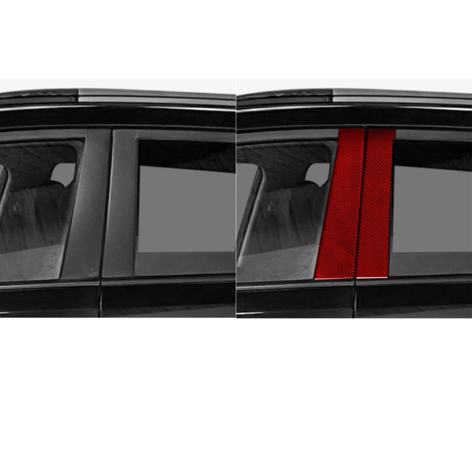 Cubierta de panel exterior de pilar B de fibra de carbono roja 6 piezas para Kia Sportage R GL 11-16 Foto 4 de 4