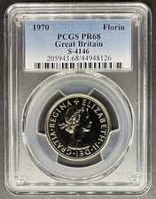 1970 Proof Great Britain Two Shillings Florin PCGS PR-68, Buy 3 Items Get $5 Off