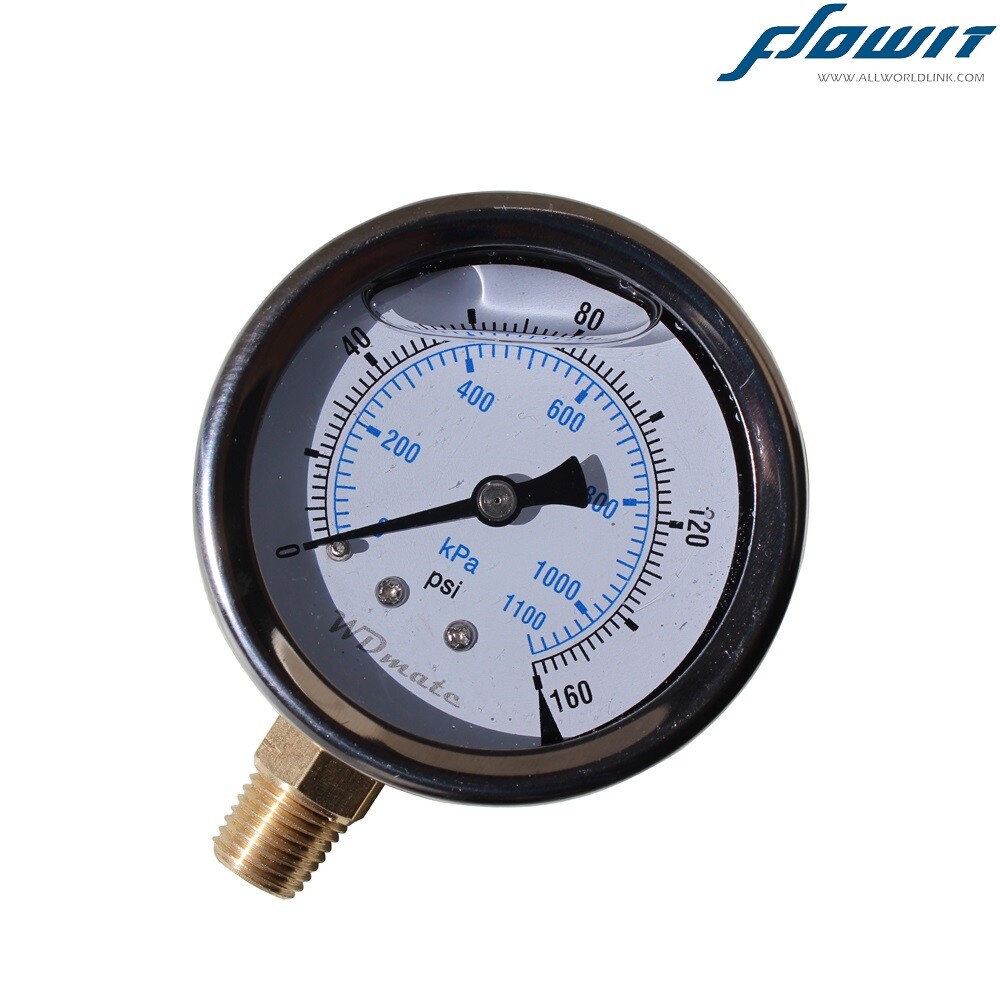 Liquid Oil filled Pressure Gauge 63mm 2.5”160PSI 1100kPa 1/4"BSPT Fuel
