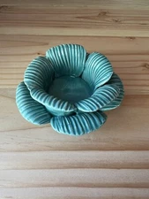 Ceramic Tropical Flower Turquoise Blue Tea Light Candle Holder Sutton Rowe