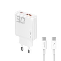 Dudao A30EUT Gan WandladegeräT 30W USB-C/USB-A Inkl. Kabel Weiß