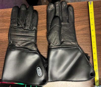 black leather gauntlet motorcycle gloves Monza Medium extended cuffs