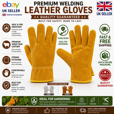 Leather Welding Work Gloves Heat Resistant Gardening Men Safety Thorn Proof UK
