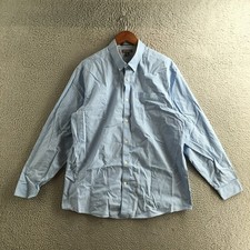 Eddie Bauer Button Up Shirt Mens Large Blue Striped Wrinkle Free Relaxed Fit